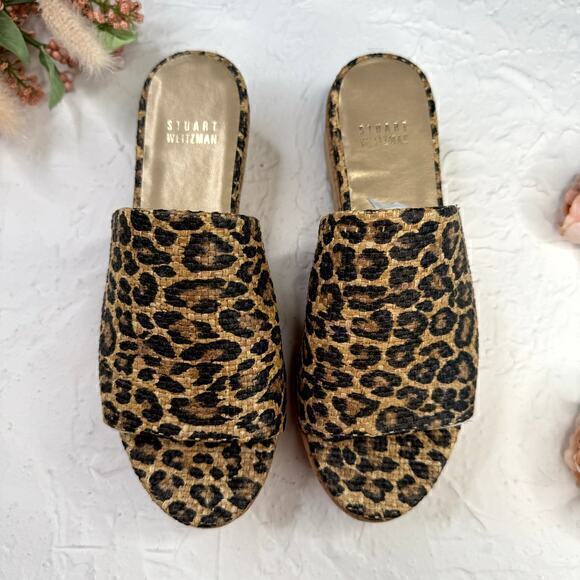 Stuart Weitzman Flatout Leopard-Print Wedge Slide Size 6.5 - Picture 2 of 11